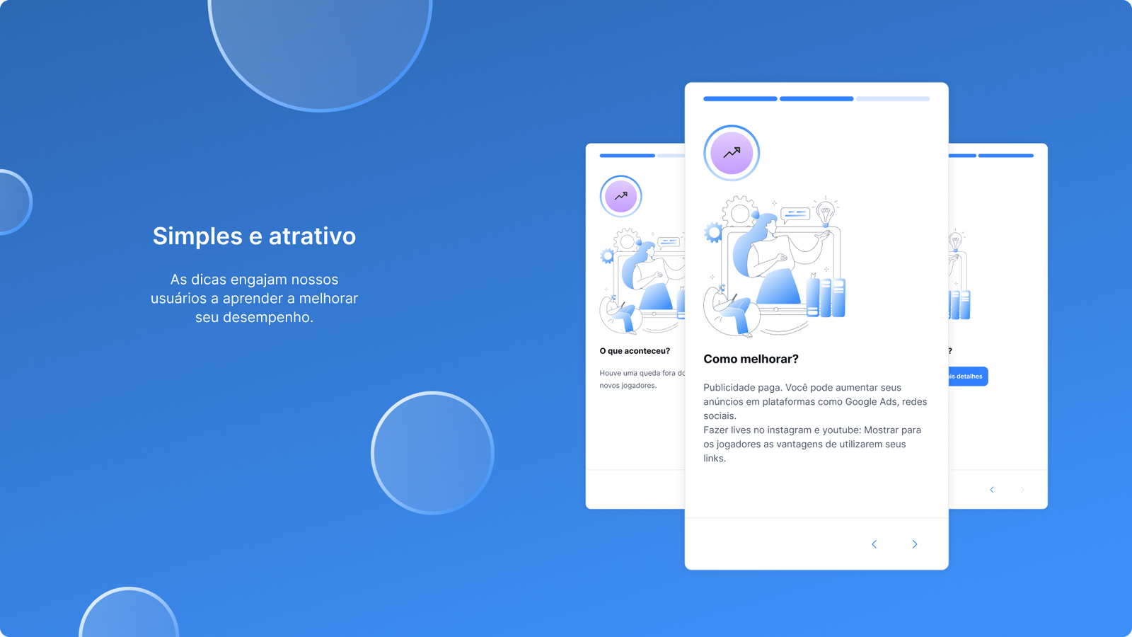 Cards de recomendações da Central de Insights